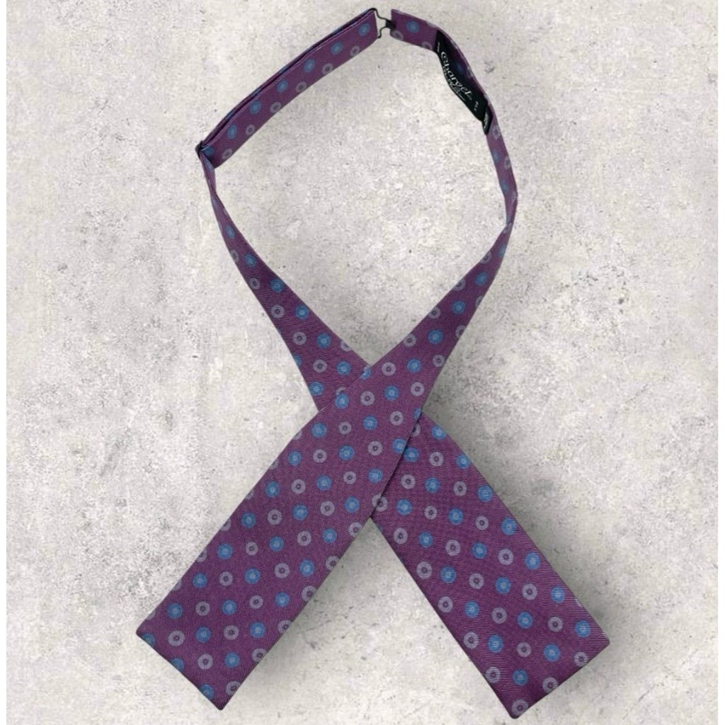 Charvet Silk Luxury Self Bow Tie France Purple Blue Geometric W:2.2" Euc